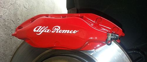 Brake Caliper Decal on Painted Brake Caliper Example